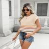 Zeagoo Sleeveless Sweater Tops for Women Pullover Tank Top Round Neck Knit Striped Casual Sweaters view 4
