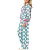 Amiblvowa Women Graphic Print Christmas Set Pajamas Bow Tie Cuff Long Sleeve Shirt Pj Pants Xmas Y2K 2 Piece Satin Loungewear Sky Blue view 1