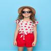Vitalique Valentine's Day Size 4 5T Toddler Kid Girls Outfits Clothes Ruffle Short Sleeve Floral T-Shirt Top Summer Shorts with Belt Girl Clothing Set 2025 (4-5T) view 2