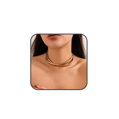 Quizzhe Simple Open Choker Necklace Simple Metal Collar Necklace Trendy Gold Round Clavicle Choker Statement Chunky Bib Chokers Necklaces Jewelry for Women (Style4)