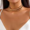 Quizzhe Simple Open Choker Necklace Simple Metal Collar Necklace Trendy Gold Round Clavicle Choker Statement Chunky Bib Chokers Necklaces Jewelry for Women (Style4) view 2