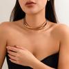 Quizzhe Simple Open Choker Necklace Simple Metal Collar Necklace Trendy Gold Round Clavicle Choker Statement Chunky Bib Chokers Necklaces Jewelry for Women (Style4) view 3