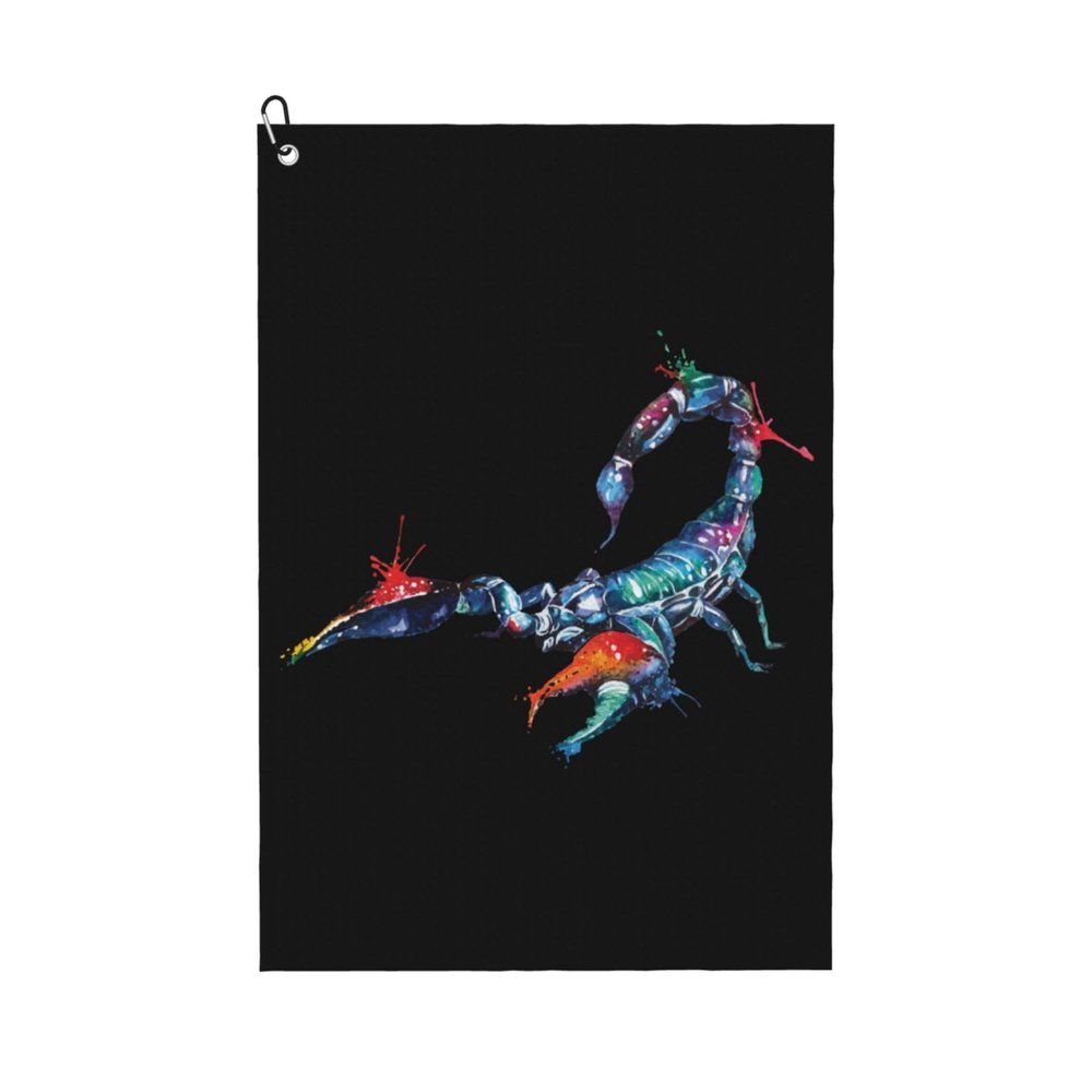 ASEDFGT Cool Scorpion Golf Towel 16 x 24 Inch Golf Towels for Golf Bags Polyester Golf Towel with Carabiner Clip Men and Women Golf Accessories