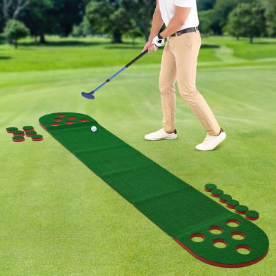 Mini Golf Course Red Putter Golf Pong Golf Putting Mat Golf Stuff Golf Pong Putting Game Set Portable Golf Putting Green Mat Miniature Golf for Two Player Both Indoor and Outdoor Play