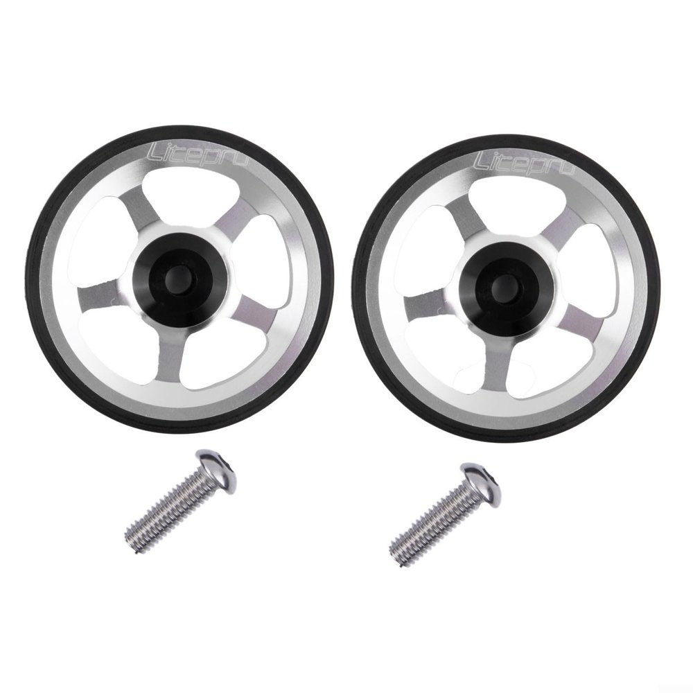 2PCS Easy Wheels Hollow Design Easy Wheels With M6 Bolt For Brompton Folding Bike(silver)