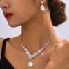 Gangel Rhinestone Necklace Earrings Set Brides Wedding Prom Necklace Earring Jewelry for Women (sliver) view 2