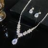 Gangel Rhinestone Necklace Earrings Set Brides Wedding Prom Necklace Earring Jewelry for Women (sliver) view 3