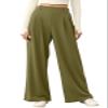 EVALESS Wide Leg Fleece Lined Pants for Women Elastic High Waisted Business Work Casual Waffle Knit Trousers 2025 Fall Winter Trendy Palazzo Pants Slacks with Pockets Petite Green Small view 1