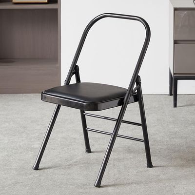 Eqvexd Iyengar Yoga Chair Foldable Backless Chair for Yoga Practice-Metal Yoga Assist Chair for Deepening Yoga Practice,Normal,Black