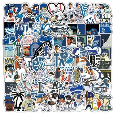 100 PCS Los Angeles Dodgerzzz Stickers Baseball Colorful Aesthetic Decals Vinyl Sticker Waterproof for Water Bottle Computer Laptop Luggage Phone Car Skateboard Bumper 2-3 inches