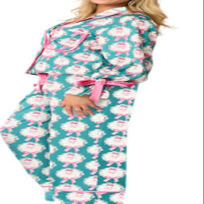 Argeousgor Women 2 Piece Christmas Pajamas Set Bow Tie Long Sleeve Button Shirts Ruffle Pants Cute Pjs Sets Sleepwear S