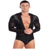YOOJOO Men's Latin Dance Costume Sequined Tassels Rhinestones Samba Tango Training Performance Long Sleeve Shirt Top Black Small view 3