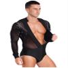 YOOJOO Men's Latin Dance Costume Sequined Tassels Rhinestones Samba Tango Training Performance Long Sleeve Shirt Top Black Small view 4