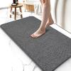 Upgraded Bath Mat 24x36Inch, Thin Bath Mats Rugs with Rubber Backing Non-Slip, Absorbent,Quick Dry Machine Washable, Home Decor Accessories Cozy Cloth Bathroom Rugs fit Under Door/Sink/Tub-Dark Grey view 1