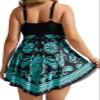 Hanna Nikole One Piece Swim Dress Swimsuits for Women Tummy Control Swimdress Skirt Bathing Suit Green Paisley 1X view 2