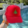 NACRE APPAREL Xmas Tree Embroidered Trucker Hat Christmas Embroidery Baseball Hat Neon Green #140 view 2