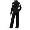 Zipper Sweatsuits Women 2 Piece Outfit Color Block Matching Set Crop Long Sleeve Jackets Straight Leg Workout Pants Clothing Set for Women Knit Romper Black Large view 3