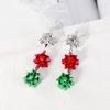 Bow Clip on Earrings Non Pierced for Women Cute Red Green Christmas Tree Dangle Holiday Crazy Party Drop Trendy Jewelry Screw Back view 4