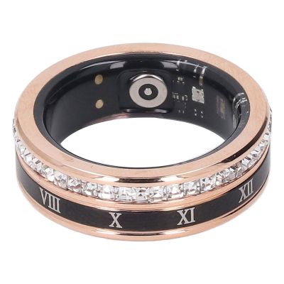 Zopsc Smart Rings for Men & Women, Diamond Decorated Ti Steel Shell Health Rings with Exercise Tracking, Steps Counter, Rotatable Fitness Tracker for Swimming, Running
