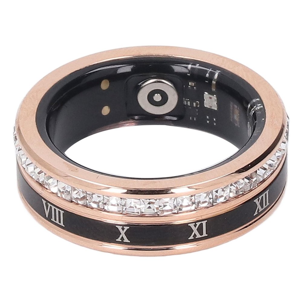 Zopsc Smart Rings for Men & Women, Diamond Decorated Ti Steel Shell Health Rings with Exercise Tracking, Steps Counter, Rotatable Fitness Tracker for Swimming, Running