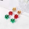 Bow Clip on Earrings Non Pierced for Women Cute Red Green Christmas Tree Dangle Holiday Crazy Party Drop Trendy Jewelry Screw Back view 3