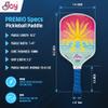 4Joy Pickleball Paddle - Premio Series - Thermoformed Premium T700 Carbon Fiber Pickleball Paddle Face - 16MM Honeycomb Core - Carbon Fiber - Cushioned Vegan Leather Stitched Grip (Sunset & Damask) view 4