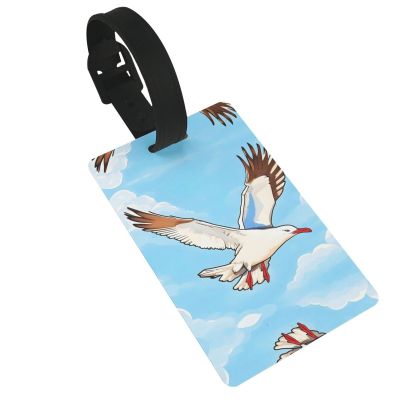 Travel Luggage Tags - Flying Seagulls Suitcase Baggage Labels for Easy Bag Identification - Personalized Bag Name Tags