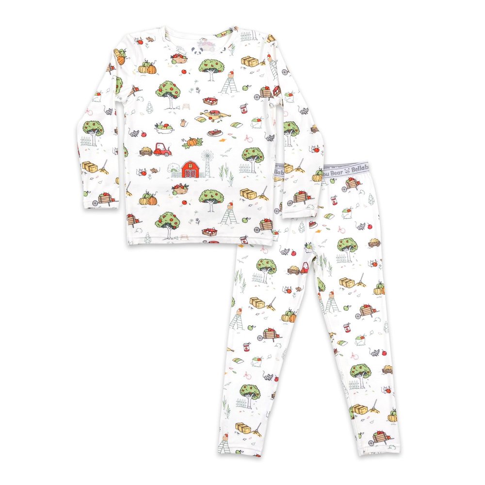 Bellabu Bear Two-Piece Pajama Set for Boys & Girls, Matching Family Pajamas, Rayon from Bamboo 4T (Fall Vibes, 4T)