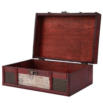 Acouto Wooden Jewelry Storage Box Deco Book Box with Stamp Design Vintage Wooden Box for Jewelry Organization and Storage (stamp money)