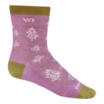 Wide Open Micro Crew Women's Socks - Merino Wool, Foliage Lightweight Everyday Wide Fit Socks for Women, Violet, Large