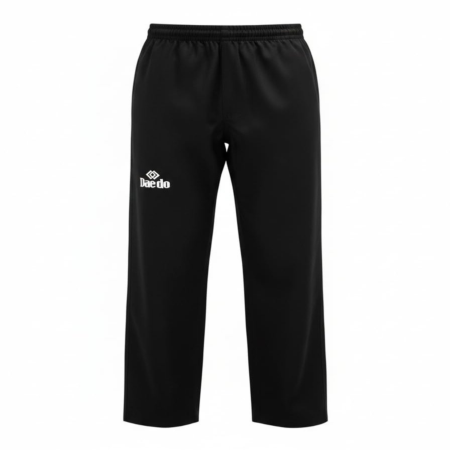 Daedo Taekwondo Training Pants - Black Taekwondo Pants, 100% Ribbed Polyester for Flexibility