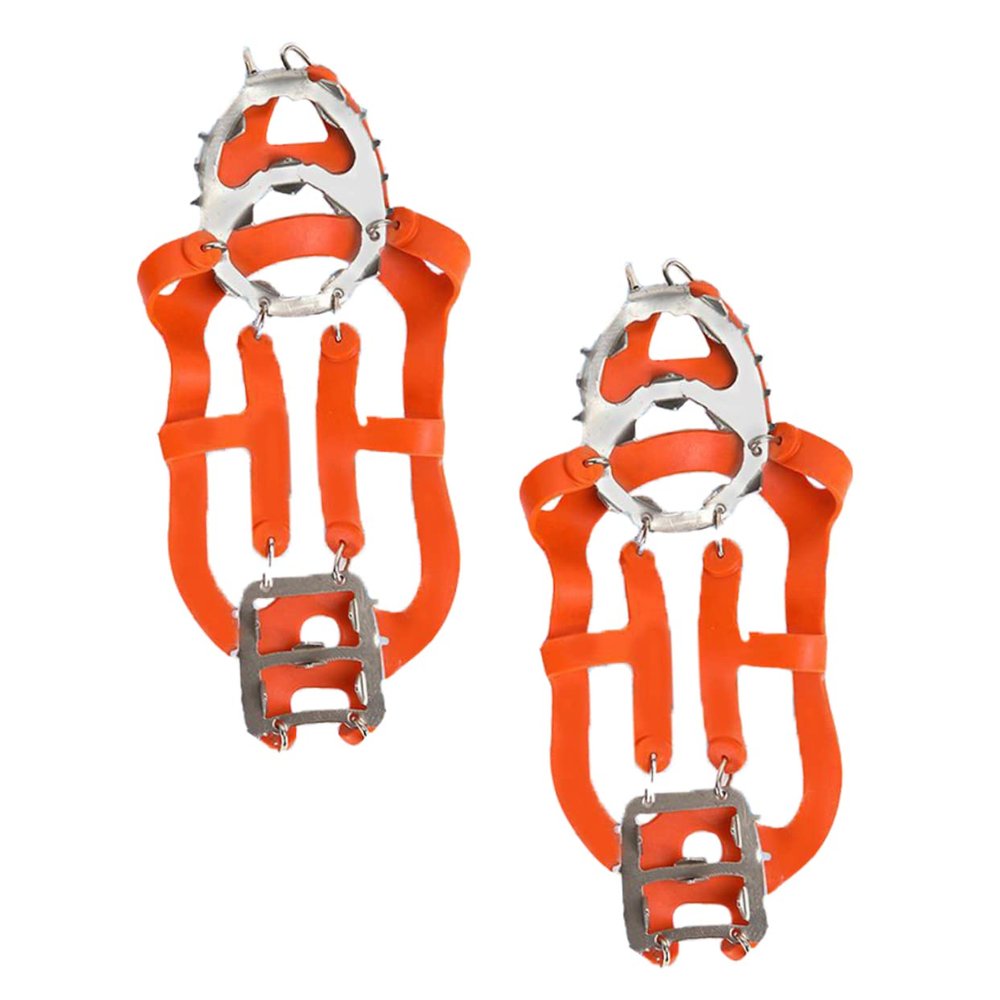 GLSTOY 1pair Outdoor Teeth Ice Cleats for Shoes Skid Spikes for Hiking Ice Fishing and Snow Removal Flexible and Random Colors