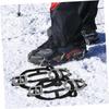GLSTOY 1pair Outdoor Teeth Ice Cleats for Shoes Skid Spikes for Hiking Ice Fishing and Snow Removal Flexible and Random Colors view 2