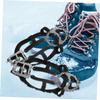 GLSTOY 1pair Outdoor Teeth Ice Cleats for Shoes Skid Spikes for Hiking Ice Fishing and Snow Removal Flexible and Random Colors view 3