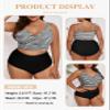 Eytino Womens Plus Size Bikini Sets V Neck Push Up Bikini Tops High Waisted Swim Bottom Striped Color Block 2 Piece Bathing Suits,3X Striped view 3