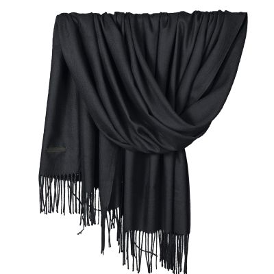 Colorful Flowers Cotton Pashmina Women Wrap Shawl Tassels Scarves Soft Winter Thick Tassel Warm Wrap Shawl (Black, A)