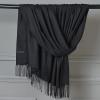 Colorful Flowers Cotton Pashmina Women Wrap Shawl Tassels Scarves Soft Winter Thick Tassel Warm Wrap Shawl (Black, A) view 3