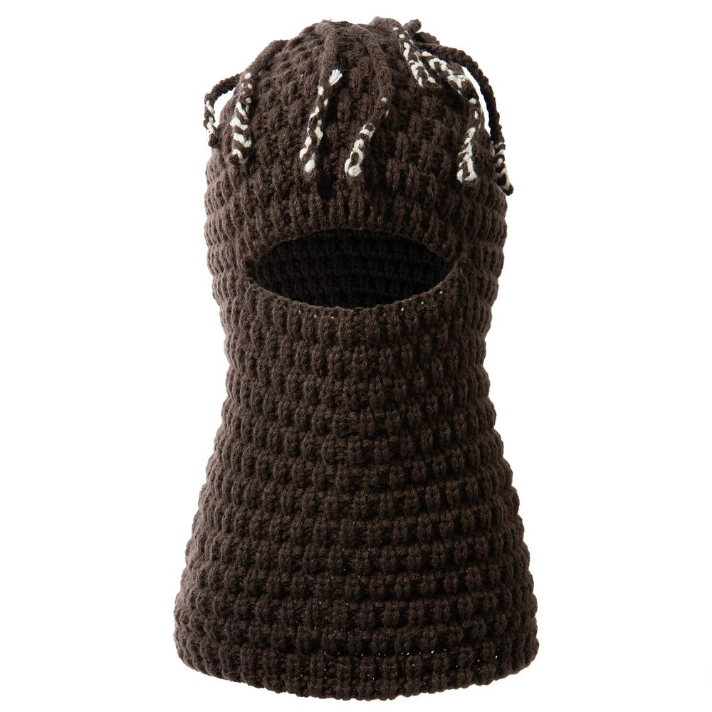 Gvatasz Winter Knitted Balaclava Beanie Hat Warm Cycling Ski Mask Men Women Windproof Hood Balaclavas,Brown