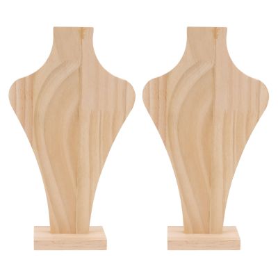 2pcs Wooden Necklace Display Stand, Vase Shaped Necklace Display Holder, LightWeight Wood Plank Jewelry Organizer Rack for Home and Professional Display (L)