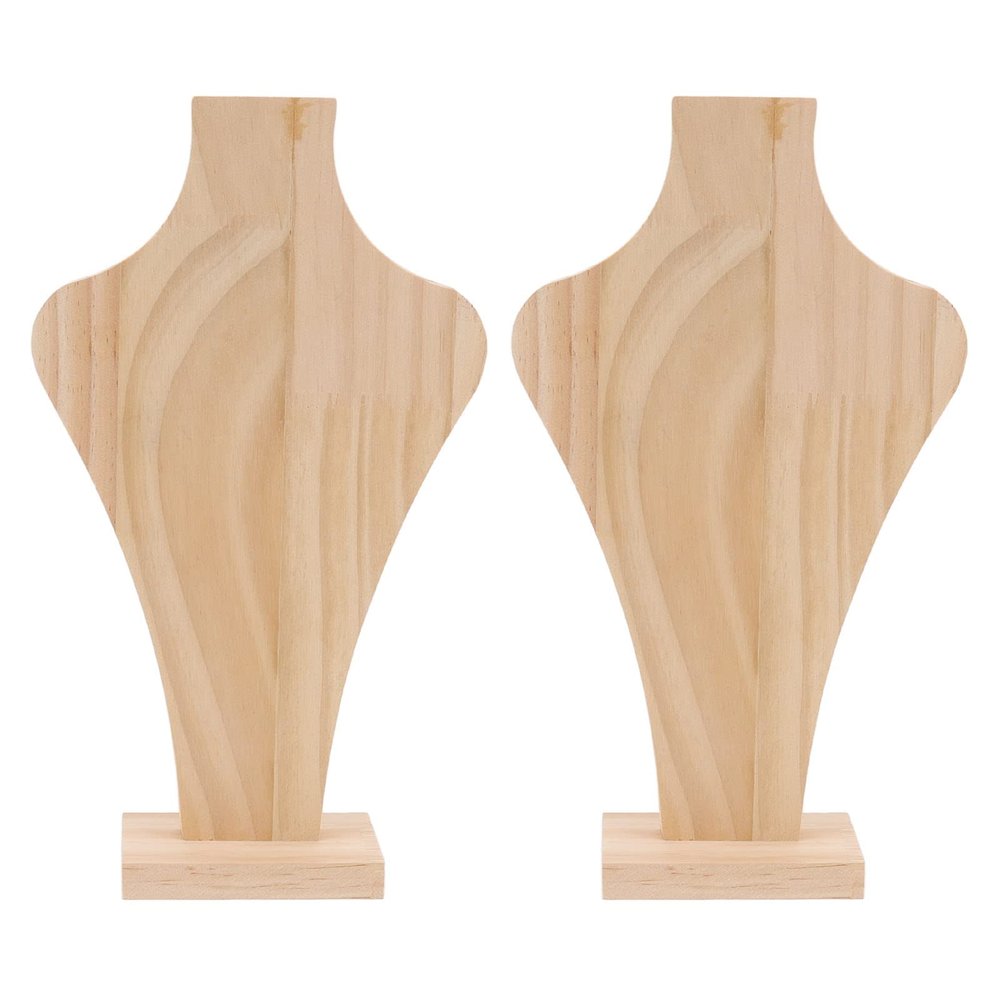 2pcs Wooden Necklace Display Stand, Vase Shaped Necklace Display Holder, LightWeight Wood Plank Jewelry Organizer Rack for Home and Professional Display (L)