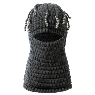 Gvatasz Knitted Balaclava Full Face Cover Ski Neck Gaiter Winter Balaclava Warm Knit Beanie Shiesty Full Face Mask,Grey
