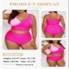 Eytino Plus Size Bikini Sets for Women V Neck Front Wrap Push Up Bikini Tops High Waist Bottom Color Block 2 Piece Swimsuits,5X Bright Pink view 4