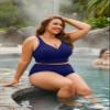 Eytino Women's Plus Size Bikini Sets Push Up Front Wrap Bikini Top High Waisted Bottom Solid Two Pieces Bathing Suits,1X Navy Blue view 2
