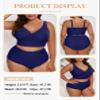 Eytino Women's Plus Size Bikini Sets Push Up Front Wrap Bikini Top High Waisted Bottom Solid Two Pieces Bathing Suits,1X Navy Blue view 4