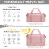 Expandable Travel Duffle Bag, Waterproof Weekender Overnight Bags for Women Men Hospital Bag for Women Labor Delivery Carry on Bag with Toiletry Bag for Travel Gym Airplanes(Pink, Large) view 3