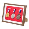 PATIKIL Medal Display Case, 3 Medal Display Frame Medal Shadow Box Sports Medal Display Picture Frame for Marathon Swimming Triathlon, Red Base Rosewood A4 view 1