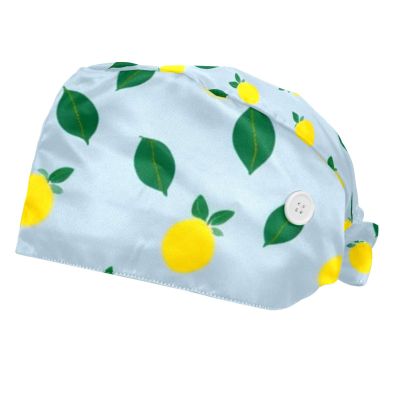 2 Pieces Scrub Caps Women Men's Scrub Cap Nursing Scrub Caps for The Surgeon Lemon Pattern