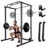 Fitness Power Cage with Protection Arm, 1200 Lbs Capacitys Adjustable Squat Rack, 44.3 x 45.6 x 81.5 Inch, 14.0 sq.ft Footprint All in One Power Cage for Home Gym (Black) view 1