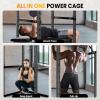 Fitness Power Cage with Protection Arm, 1200 Lbs Capacitys Adjustable Squat Rack, 44.3 x 45.6 x 81.5 Inch, 14.0 sq.ft Footprint All in One Power Cage for Home Gym (Black) view 4