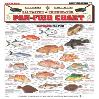 Pan-Fish Identification #7 (Saltwater & Freshwater) - Waterproof Quick Reference Guide | Portable & Built to Last | Double-Sided & Easy to Read | Includes Average Weight & Cooking Recipes